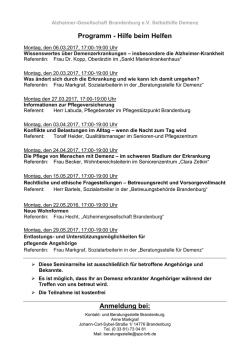 Infos zu dem Kurs - Alzheimer