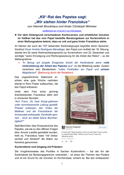 „K9“-Rat des Papstes sagt: „Wir stehen hinter