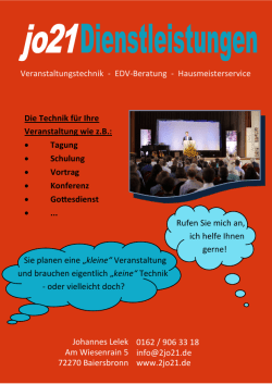 0162 / 906 33 18  www.2jo21.de Johannes Lelek Am
