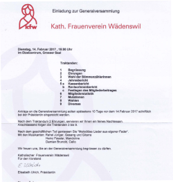 Generalversammlung - Katholischer Frauenverein Wädenswil