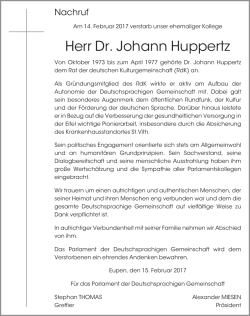 Herr Dr. Johann Huppertz - Grenz-Echo