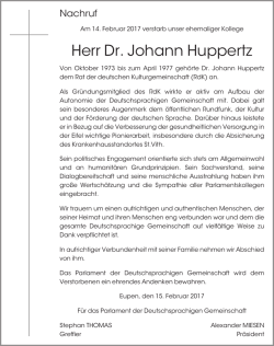 Herr Dr. Johann Huppertz - Grenz-Echo