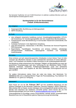 in f&uuml;r die Gemeindekasse (Teilzeit: 20 Wochenstunden)