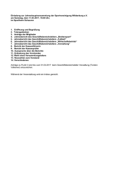 Jahreshauptversammlung mit Neuwahlen am 11.03.2017