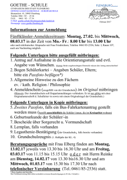 Informationen zur Anmeldung - Goethe-Schule Flensburg