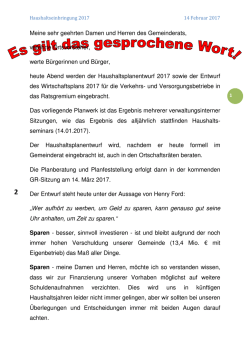 Haushaltseinbringung 2017 - BM Waizenegger