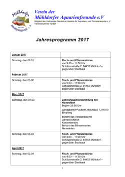 Jahresprogramm - M&uuml;hldorfer Aquarienfreunde