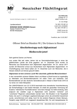 Den offenen Brief des Hessischen Flüchtlingsrates an Bündnis 90