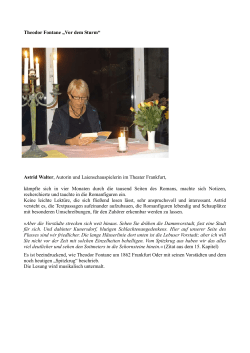Theodor Fontane „Vor dem Sturm“ Astrid Walter, Autorin und