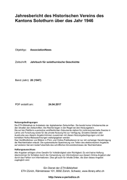 Jahresbericht des Historischen Vereins des Kantons - E