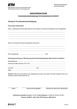 Heinrich Blumer Fonds Druckkostenentsch&auml;digungen f&uuml;r - D-MAVT