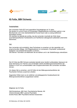 IG FaGe Ziel - Berufsbildungsverantwortliche Psychiatrie Schweiz