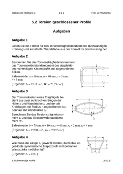 5.2 Torsion geschlossener Profile Aufgaben