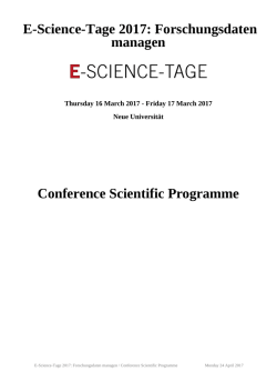 E-Science-Tage 2017: Forschungsdaten managen Conference