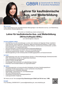 Lehrer (m/w) für kaufmännische Aus- und Weiterbildung