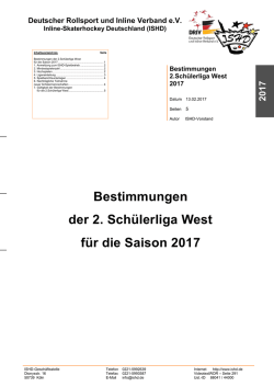 Durchf&uuml;hrungsbestimmungen 2.Sch&uuml;lerliga 2017