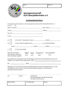Sportgemeinschaft DLR Oberpfaffenhofen eV AUFNAHMEANTRAG