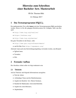 Hinweise zum Schreiben einer Bachelor