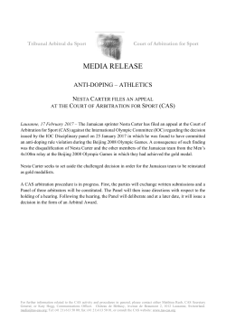 Nesta Carter files an appeal at the CAS