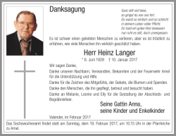 Herr Heinz Langer Danksagung - Grenz-Echo