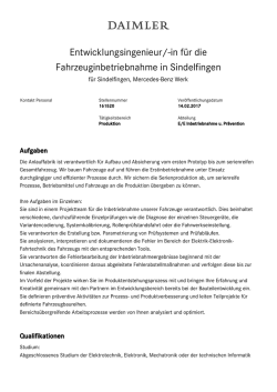 in f&uuml;r die Fahrzeuginbetriebnahme in Sindelfingen