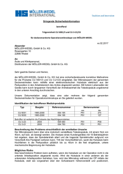 Dringende Sicherheitsinformation betreffend Tr&auml;gereinheit