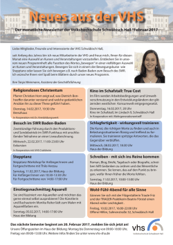 Newsletter Februar 2017