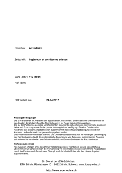 Ing&eacute;nieurs et architectes suisses Band (Jahr): 110 - E