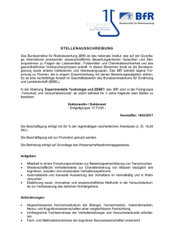 Doktorandin/Doktorand in der Abteilung Experimentelle Toxikologie