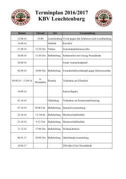 Terminplan 2016/2017 KBV Leuchtenburg