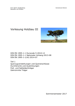 HB-III Skript Teil 1 - Baustatik und Holzbau / Prof. Ralf