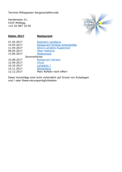 Die Termine der Tafelrunde im 2017