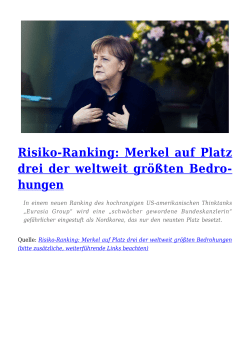 Risiko-Ranking: Merkel auf Platz drei der