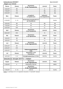 Gottesdienste 2016/2017