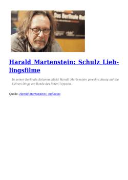 Harald Martenstein: Schulz Lieblingsfilme
