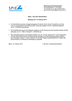 News aus dem Gemeinderat