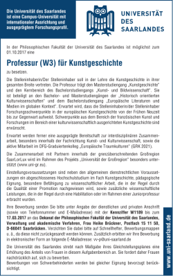 Professur (W3) für Kunstgeschichte Kennziffer W1189
