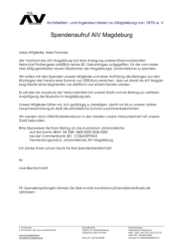 Spendenaufruf AIV Magdeburg