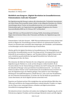 Pressemitteilung - Cluster InnovativeMedizin.NRW