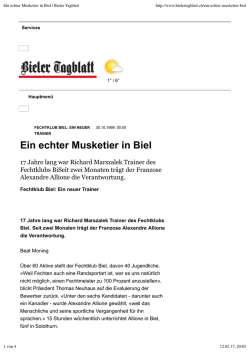 Ein echter Musketier in Biel | Bieler Tagblatt