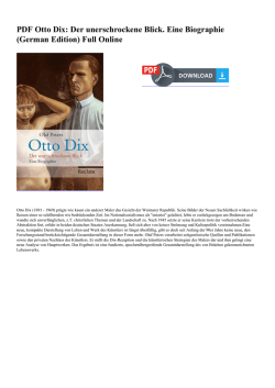 PDF Otto Dix: Der unerschrockene Blick. Eine