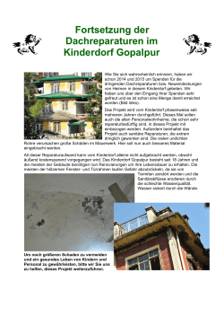 Fortsetzung der Dachreparaturen im Kinderdorf Gopalpur