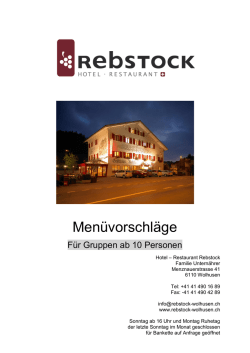 Menüvorschläge für Gruppen - Restaurant Rebstock Wolhusen