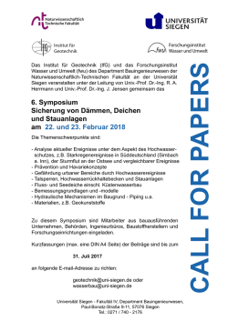 CFP Dämme und Deiche 2018 - Department Bauingenieurwesen