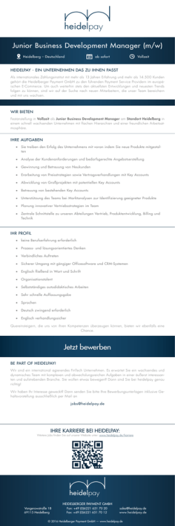 Jetzt bewerben - Heidelberger Payment GmbH