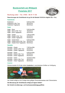 Preisliste Bootsverleih am Wildpark 2017