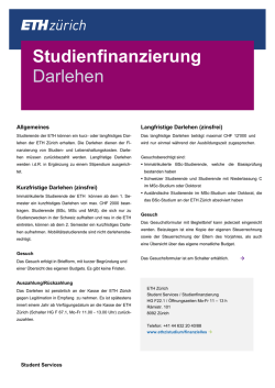 Merkblatt Darlehen der ETH Zürich