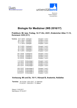 Information zur Biologie - vorklinik universität bonn medizinische