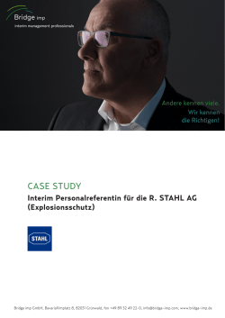 Case Study: Interim Personalreferentin für die R. Stahl AG
