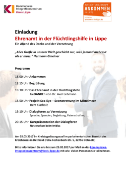 Einladung Ehrenamt in der Flüchtlingshilfe in Lippe